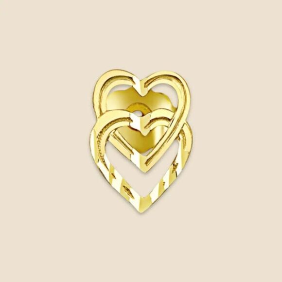 14k Solid Gold Heart Stud Earrings | Birthday Gift | Tiny Heart Post Earrings | - Picture 4 of 6
